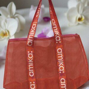 Amika Signature Mesh Beach Logo Tote Handles